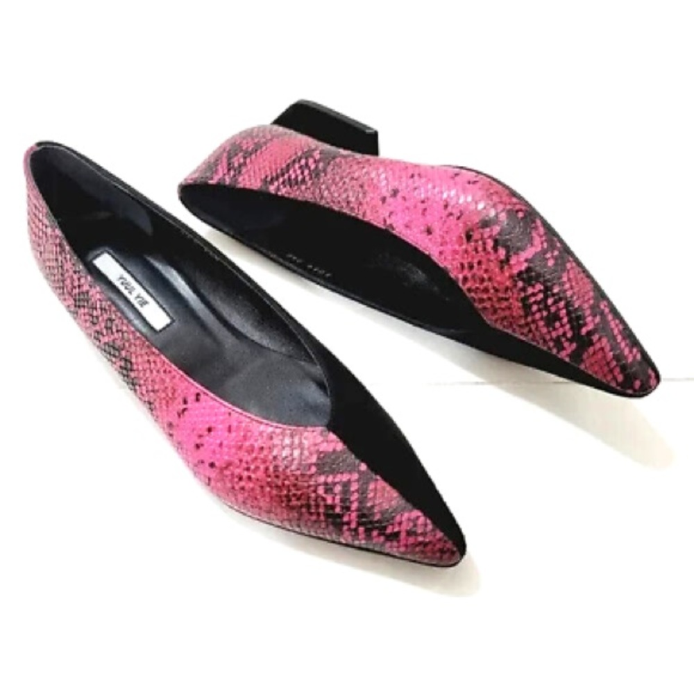 Yuul Yie Pink Python Leather / Black Suede Pointed Toe Pumps sz EU 39 / US 9